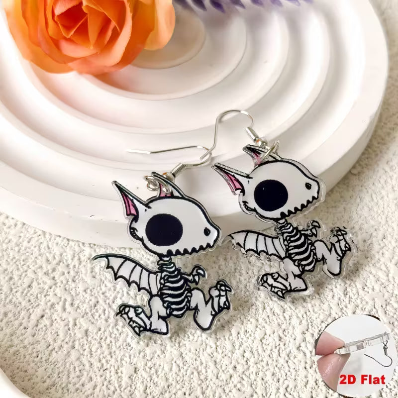 2x Aretes de Murciélago Calavera