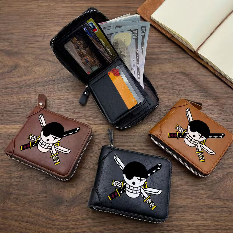 Billetera Calavera Logo Pirata Zoro (Café) - One Piece