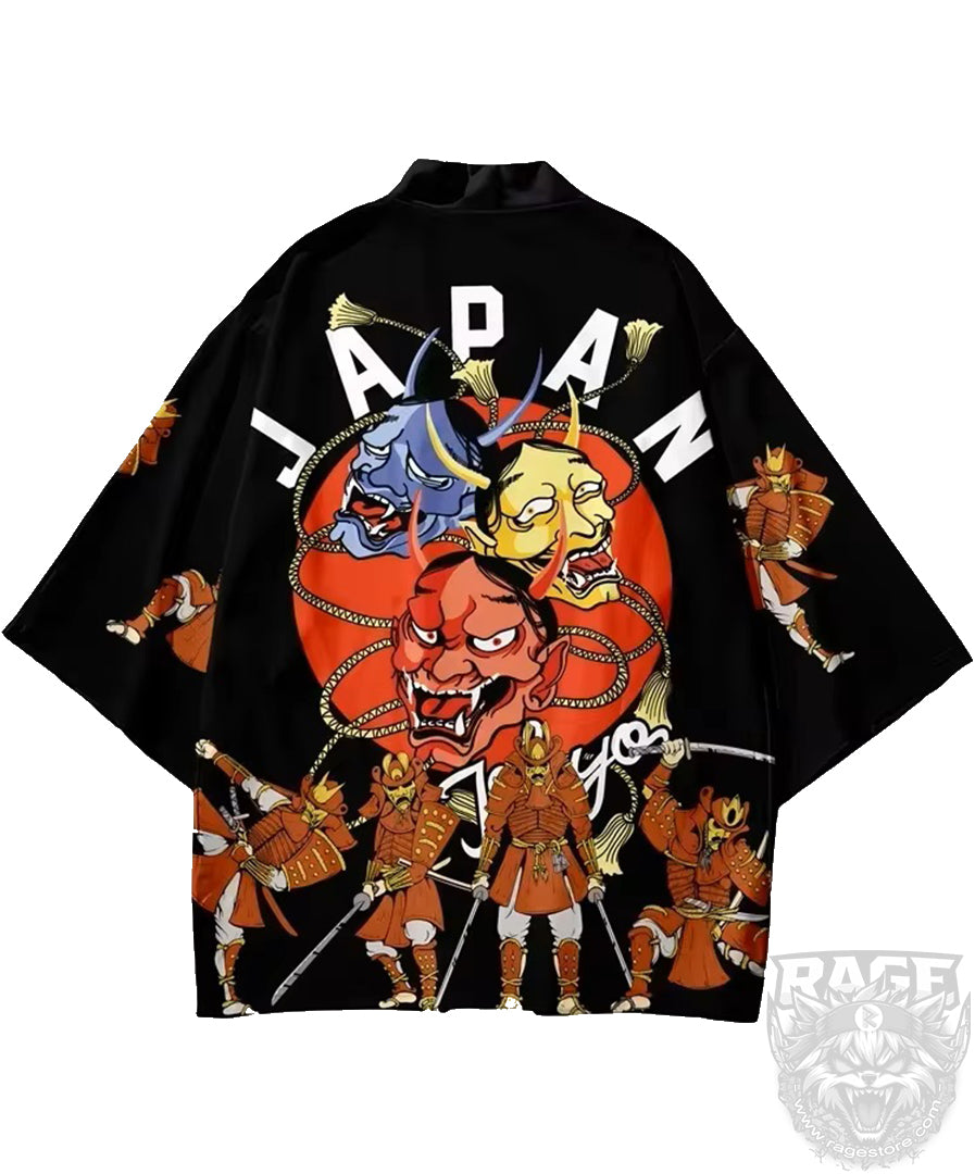 Haori /túnica 3 Máscaras Hannya JAPAN - Japón