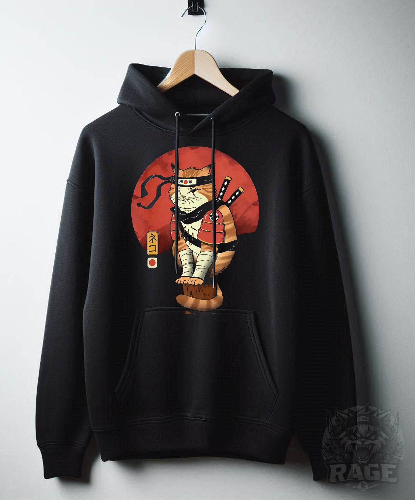 Hoodie negro Gato ninja renegado
