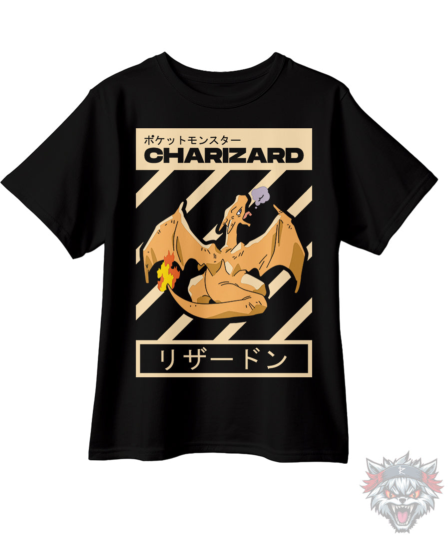 Playera negra Charizard Rizaadon リザードン (dtg) | Ragestore.com