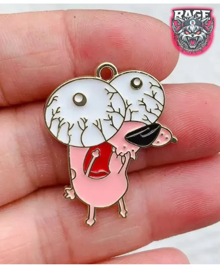 1x Dije de perro Coraje con ojos salidos