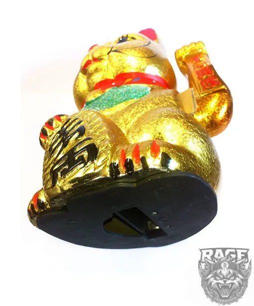 Maneki Neko - Gato de la Fortuna de porcelana (17 ó 27cm) (Dorado Glitter)