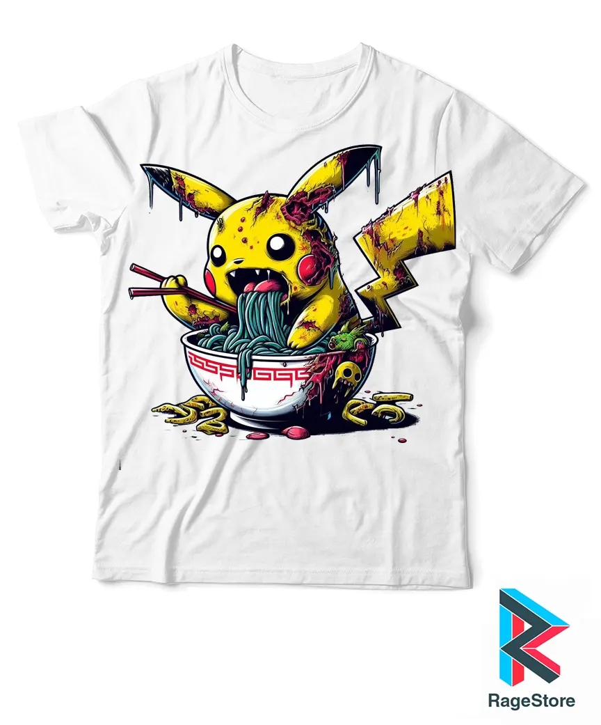 Pikachu Zombie comiendo ramen (Playera o Blusa) v2