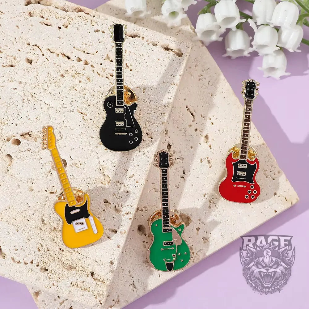 1x Pin Guitarra eléctrica de color (Amarillo, Rojo, Negro o Verde)