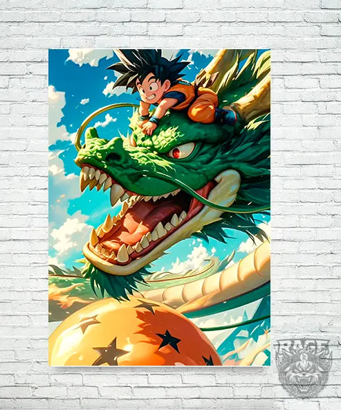 Póster Goku y Shenlong Dragon Ball (Papel Foto o Metálico)