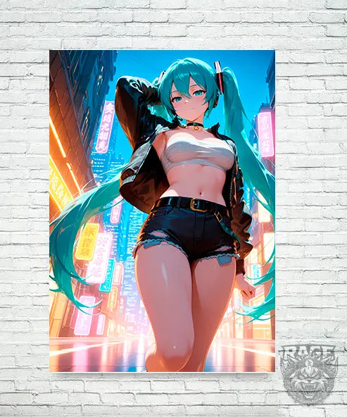 Póster Miku Hatsune en la ciudad (Papel Foto o Metálico)
