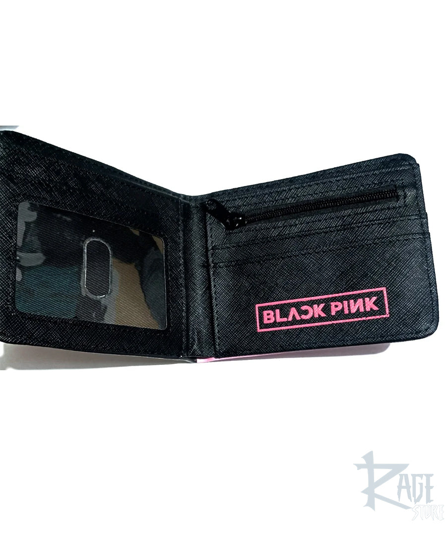 Billetera Blackpink firmas amarillas (Rosa y Negro)