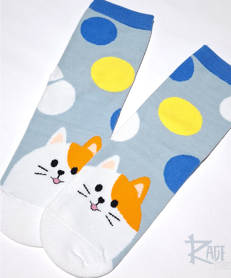 Calcetines de gato Blanco con Naranja