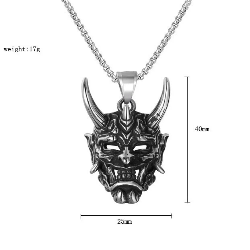 Collar Máscara Hannya plateado
