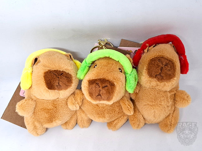 Llavero peluche de capibara con audifonos