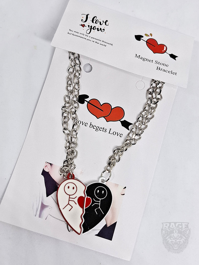 2x Pulseras de Corazón de Figuritas lanzando Kamehameha v1 Blanco y Negro con imanes - Para parejas o BFF