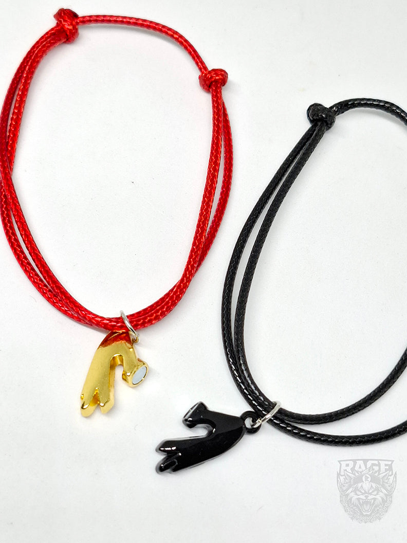 2x Pulseras de manitas haciendo un Corazón Dorado y Negro con imanes Coreano - Para parejas o BFF