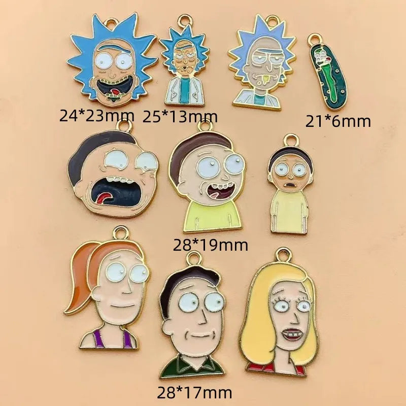 1x Dije de caras de personajes de Rick y Morty