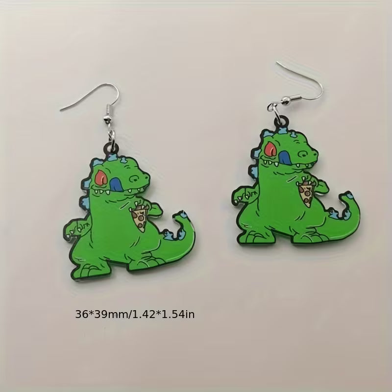 2x Aretes de Reptar comiendo pizza en 2D - Rugrats