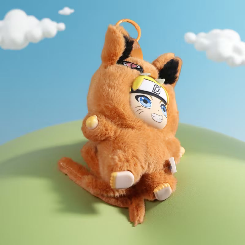 Naruto Uzumaki y Kurama chibi llavero de peluche Bag Charm estilo Labubu