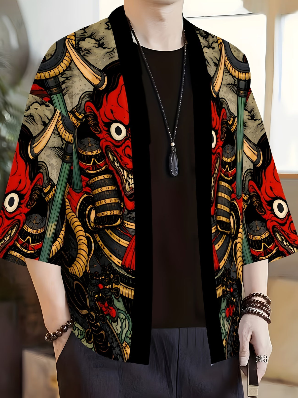 Haori /túnica Máscara Hannya Roja - Japón /Kimono