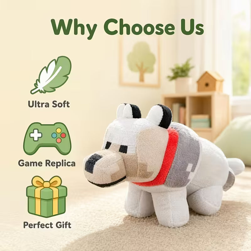 Peluche de Lobo de Minecraft pixel V2 (15 cm)