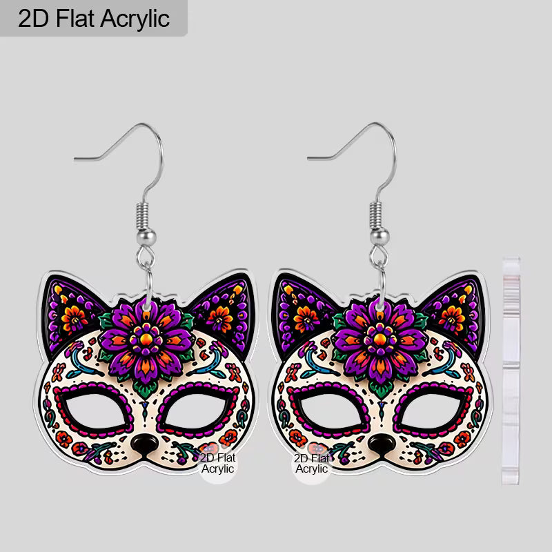 2x Aretes de Máscaras de Gato colorido