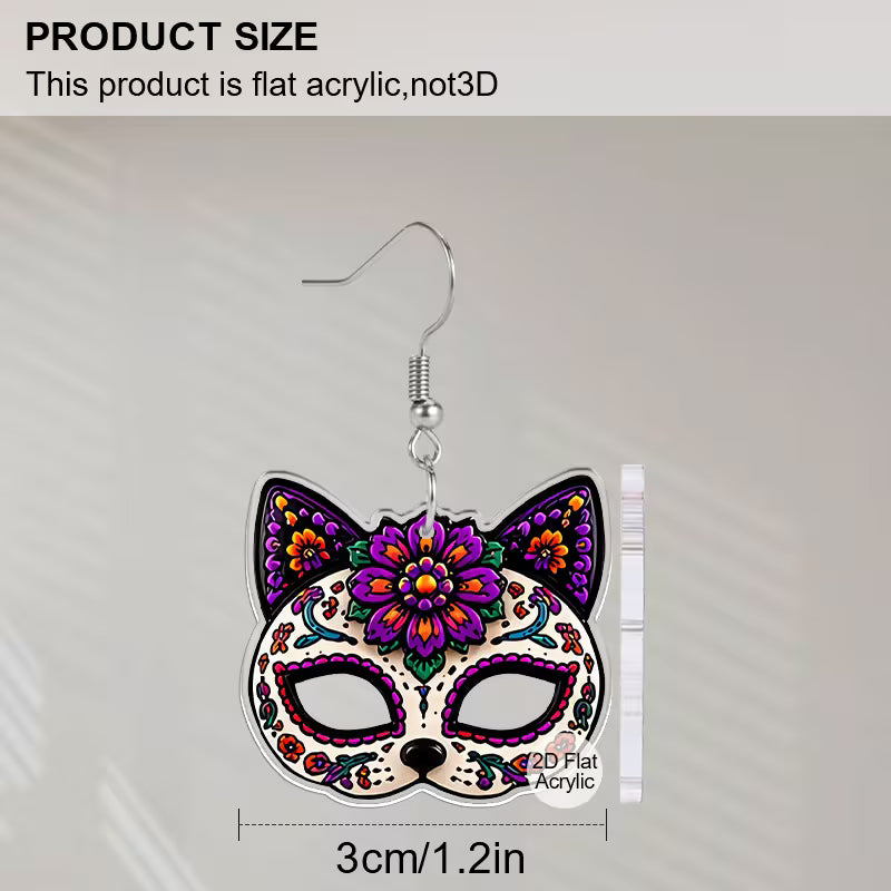 2x Aretes de Máscaras de Gato colorido