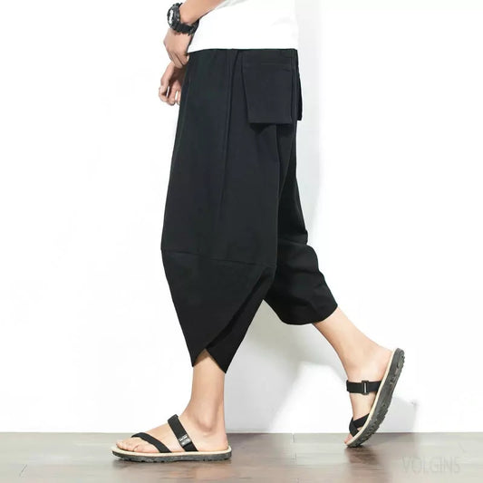 Pantalón holgado estilo Samurai Negro