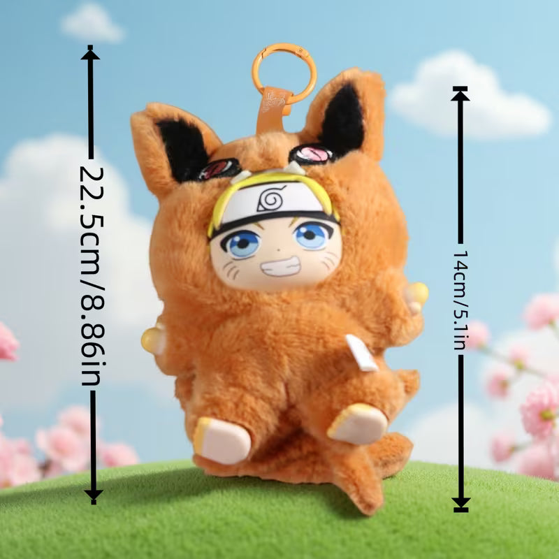 Naruto Uzumaki y Kurama chibi llavero de peluche Bag Charm estilo Labubu