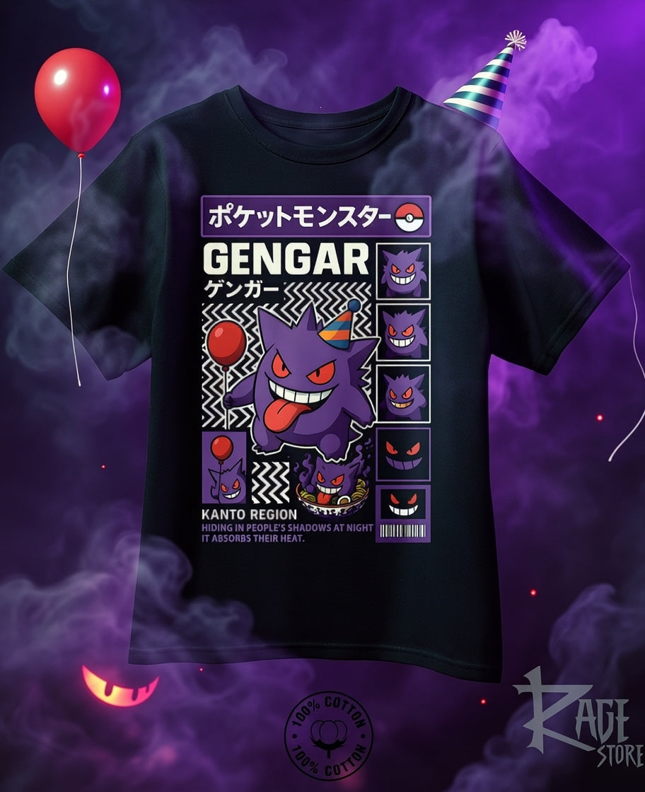 Gengar fiesta (dtg) Playera 100% algodón