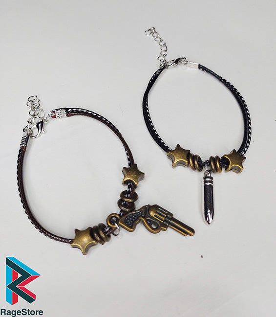 2x Pulseras para mejores amigos pistola y bala - pulseras match