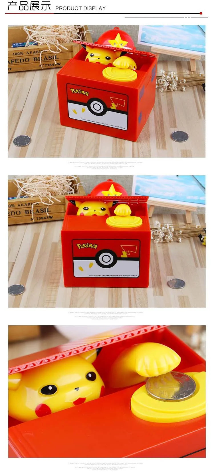 Alcancía Pikachu roba monedas - inspirado en Pokemon