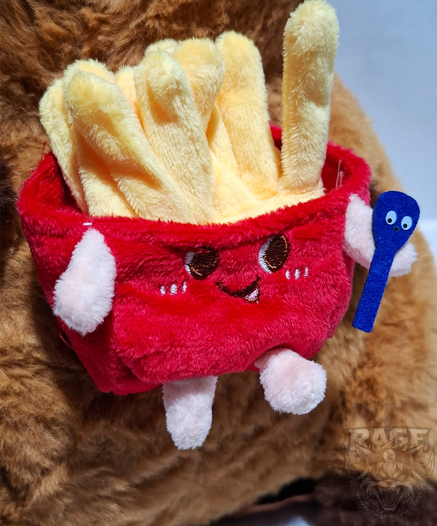 Mochila de peluche de Capibara con papas fritas felices