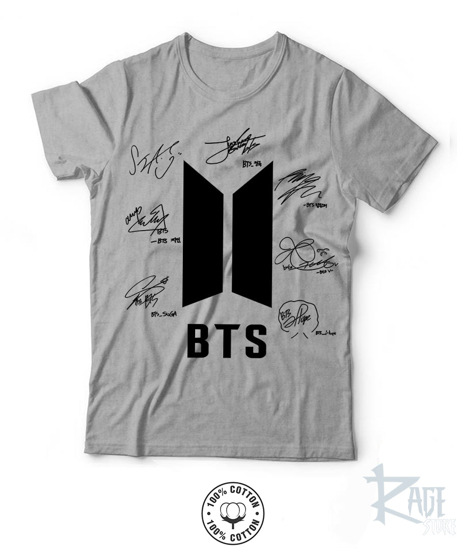 Arirang firmas de BTS - BTS Playera gris 100% algodón