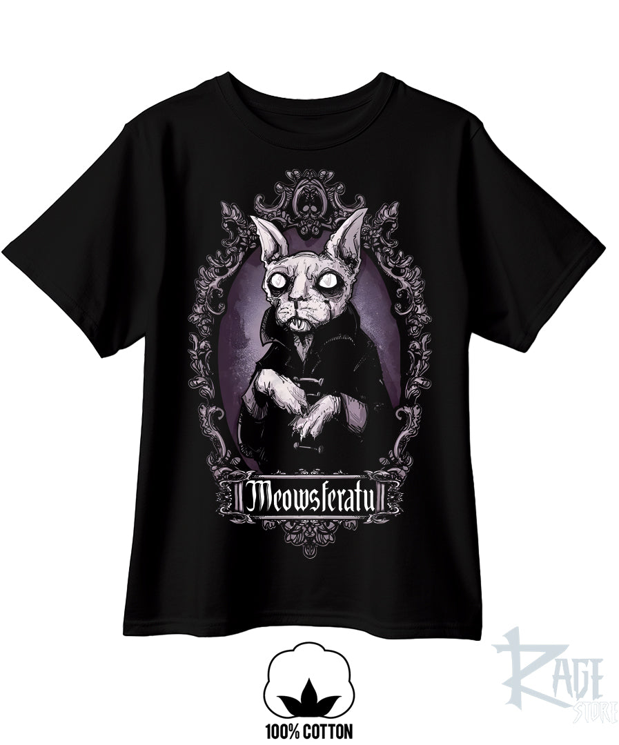 Meowsferatu (dtg) - El Gato Vampiro - Playera 100% algodón