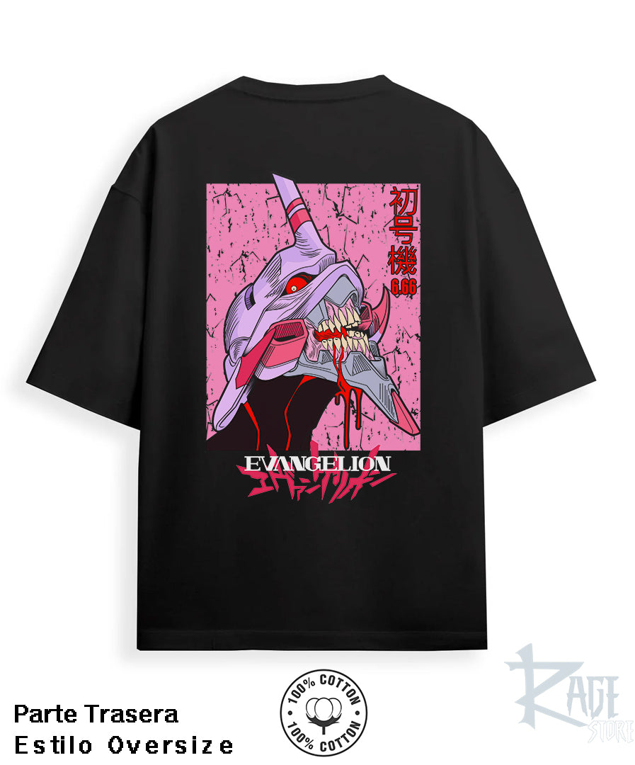 Playera Oversized Eva 01 Fucsia (dtg) 100% algodón - Evangelion