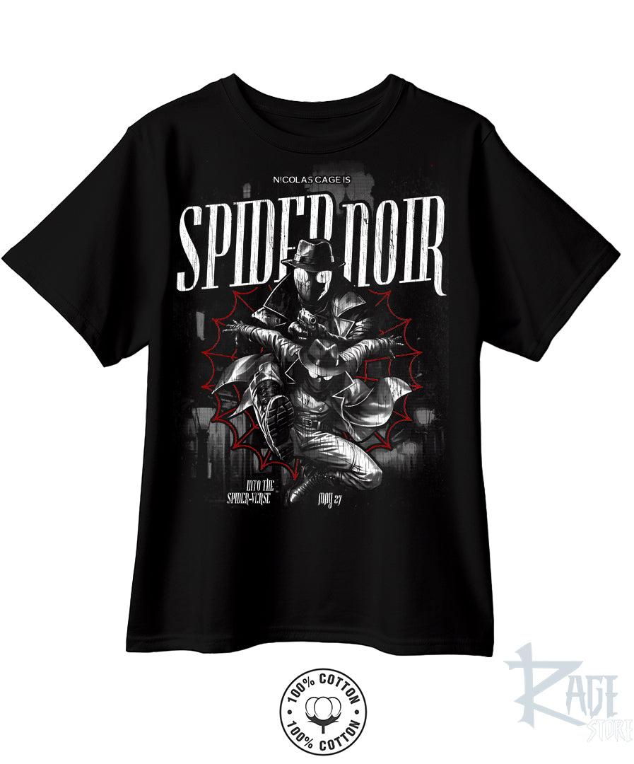 Spider Noir Spider-verse - Spider-man Playera 100% algodón