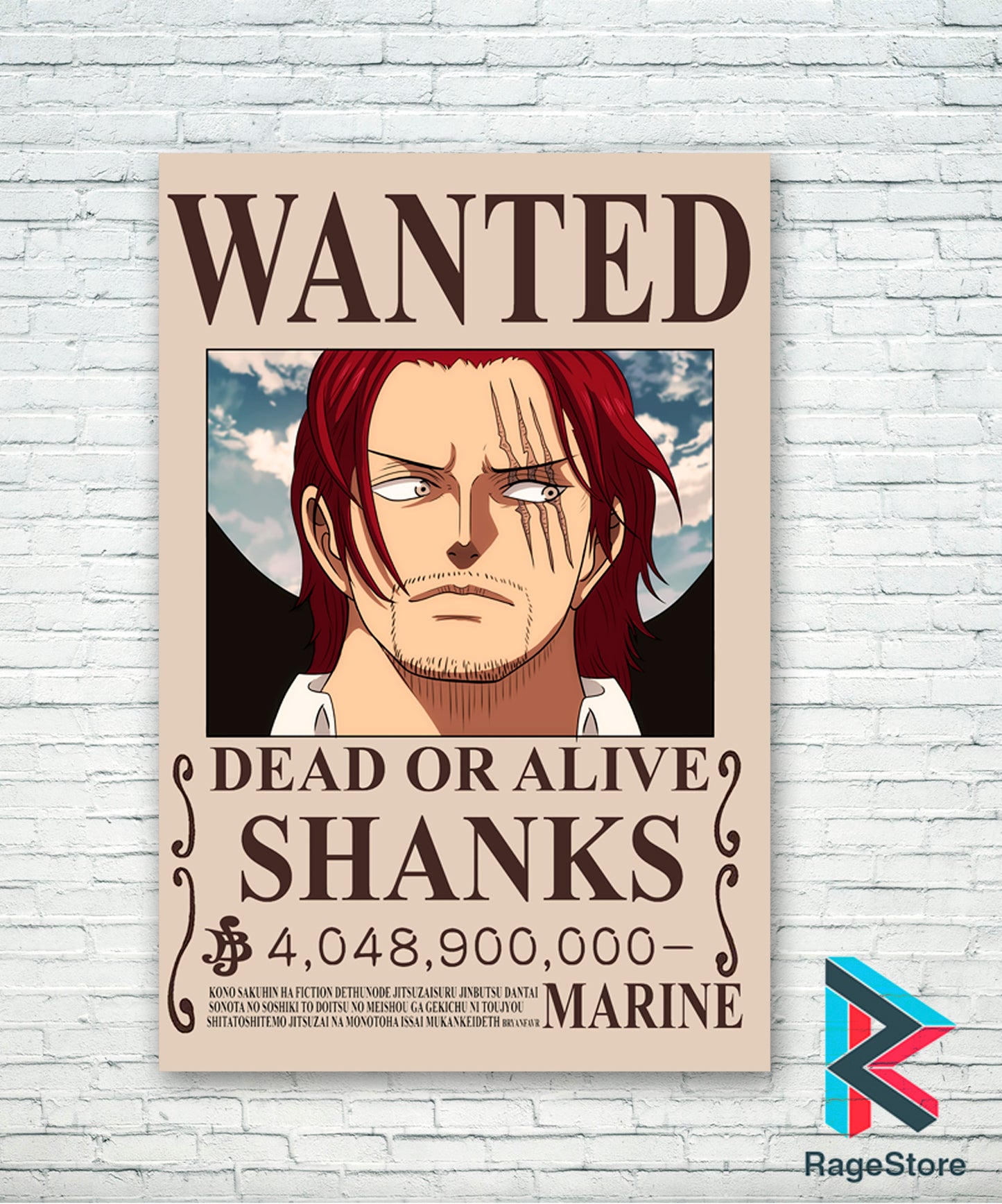 Póster Wanted Shanks - One Piece (Papel Foto ó Metálico)