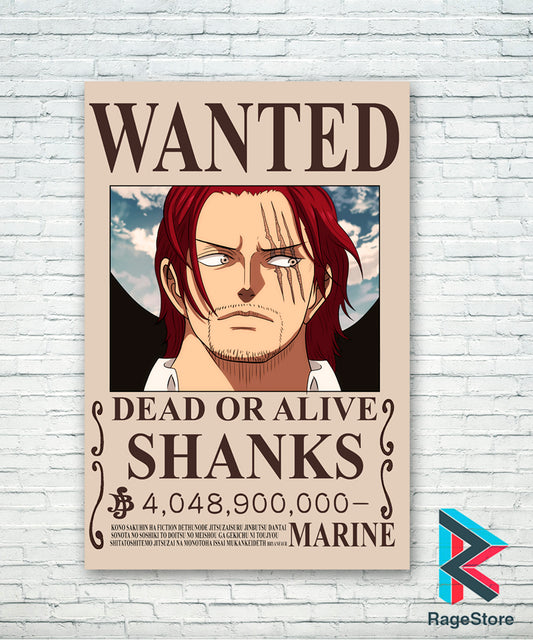 Póster Wanted Shanks - One Piece (Papel Foto ó Metálico)