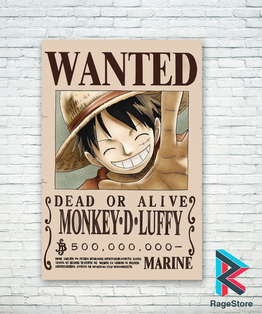 Póster Wanted Luffy - One Piece (Papel Foto ó Metálico)