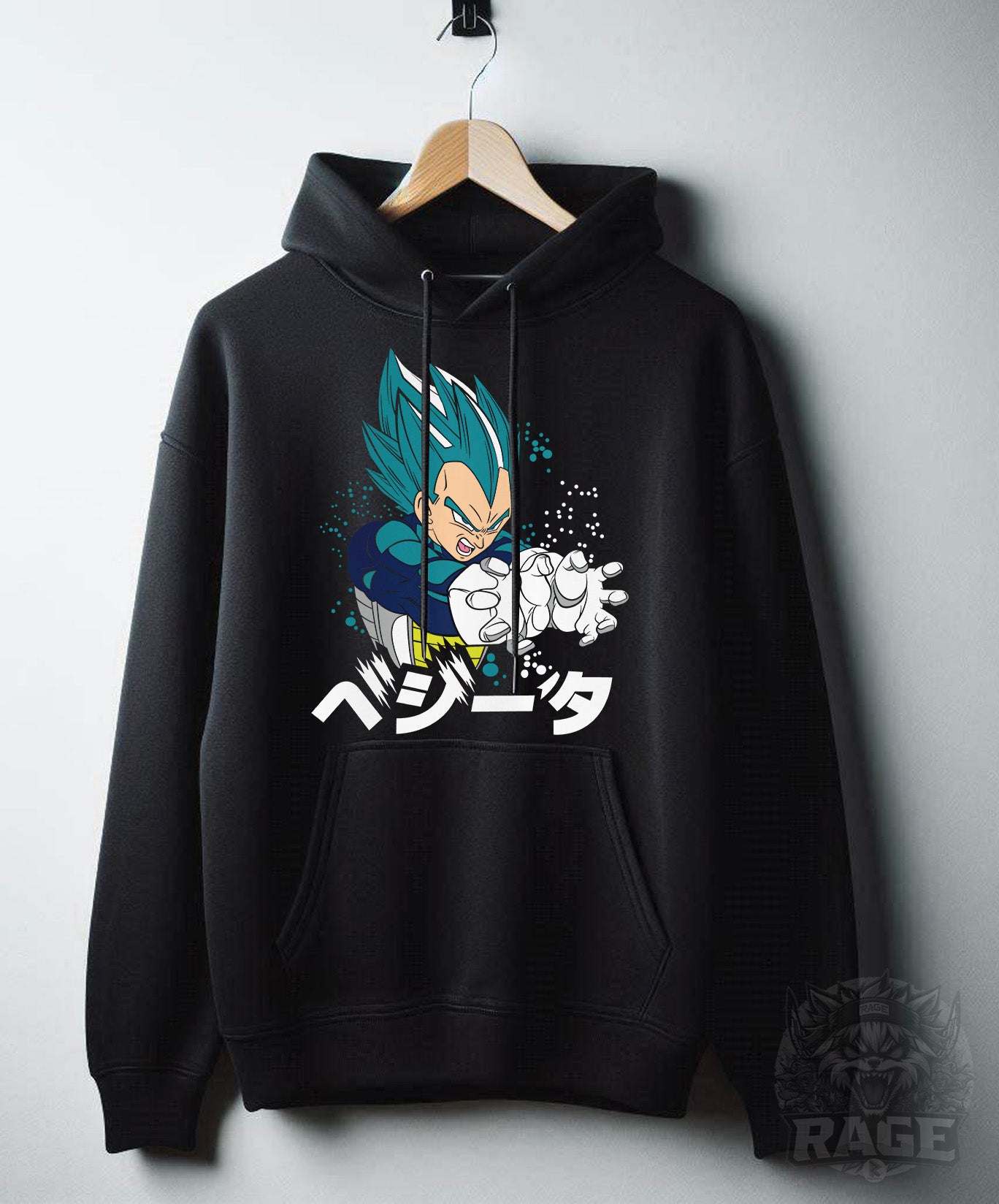 Hoodie negro Vegeta ataque