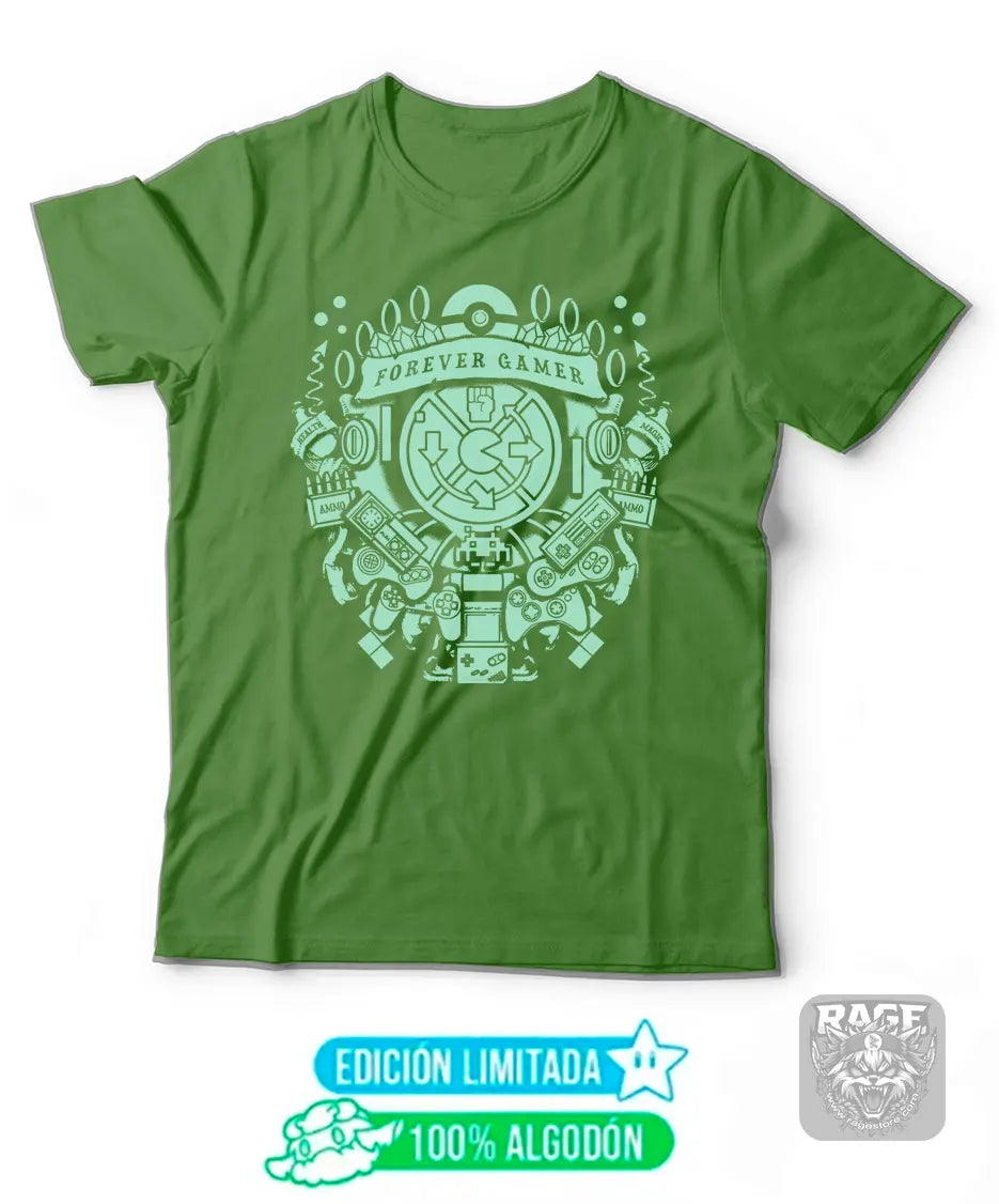 Playera Forever Gamer (Verde militar y Verde musgo) v2