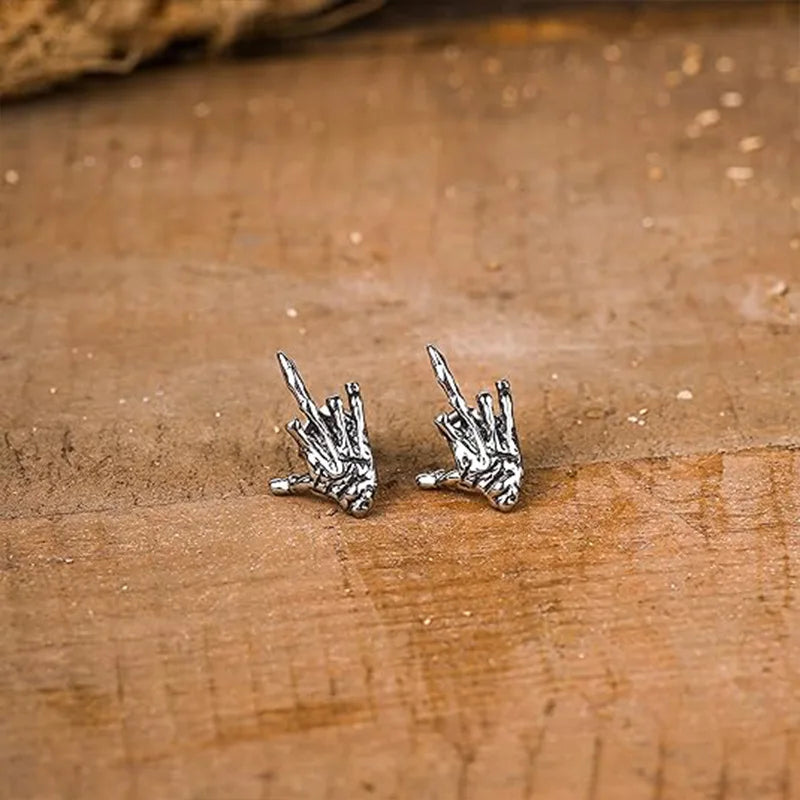 2x Aretes dedo de enmedio de Calavera