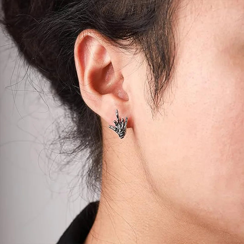 2x Aretes dedo de enmedio de Calavera