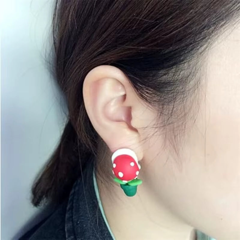 2x Aretes de Planta Piraña - Mario bros