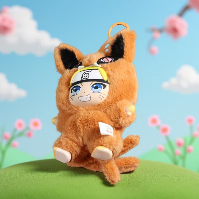 Naruto Uzumaki y Kurama chibi llavero de peluche Bag Charm estilo Labubu