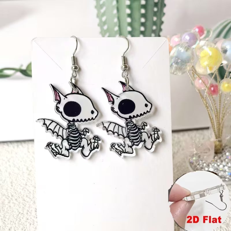 2x Aretes de Murciélago Calavera