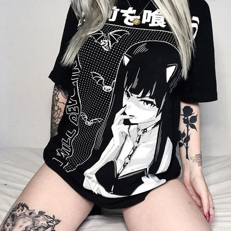 Blusa Larga tipo Camisón "I Will Devour You" - Moonstar