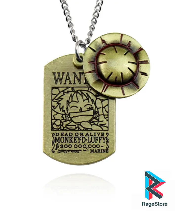 Collar Placa Wanted + Sombrero Luffy - One Piece