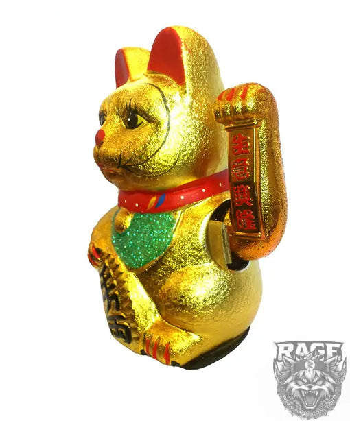 Maneki Neko - Gato de la Fortuna de porcelana 17 cm (Dorado Glitter)