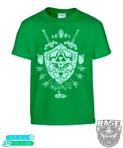 Playera Verde Gildan Símbolos Zelda (100% Algodón)