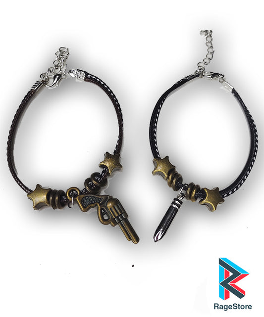 2x Pulseras para mejores amigos pistola y bala - pulseras match