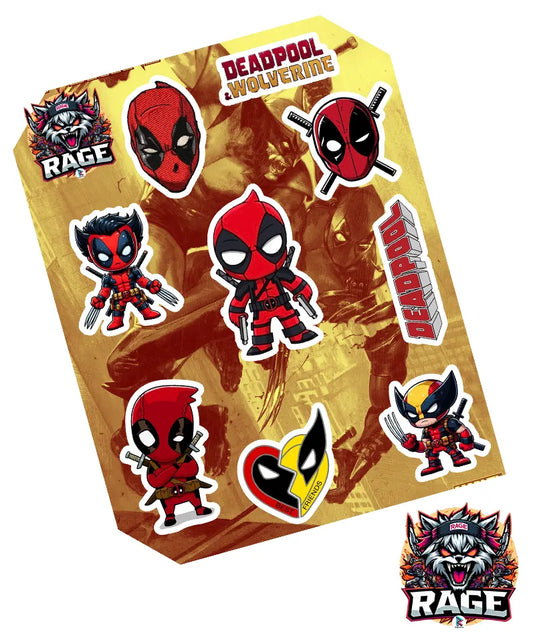 Set de Stickers Deadpool y Wolverine